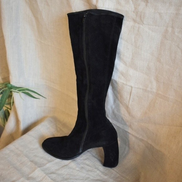 Ann Demeulemeester Black Velluto Suede Knee High Heeled Boots Sz 38 (7.5") - Picture 3 of 14
